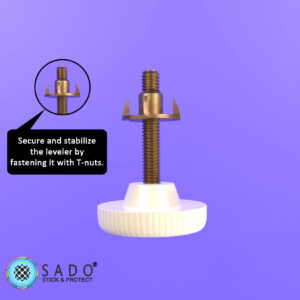 Premium Adjustable Furniture T-Nut Leveller (White - RTNLW2)